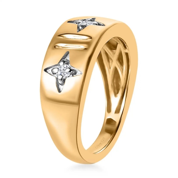 Genuine Moissanite Celestial Starburst Band Ring - Picture 2 of 5